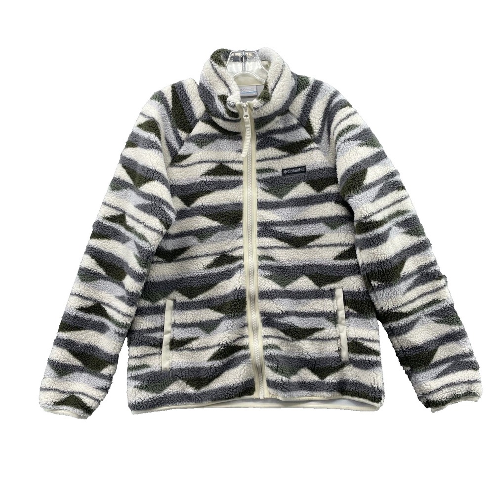 Columbia Sherpa Jacket‎ Med Tiger Stripe Deep Pile Camo Gorpcore Preppy Travel